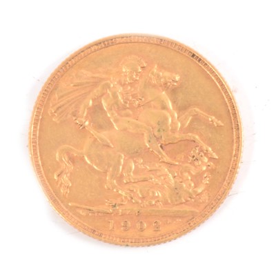 Lot 222A - Edward VII gold Sovereign coin, 1902.