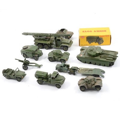 Lot 115 - Dinky Toys military die-cast models, including no.623 Army Covered Wagon etc