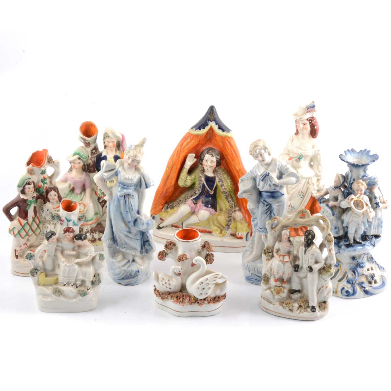 Lot 15 - Collection of Staffordshire figures, etc