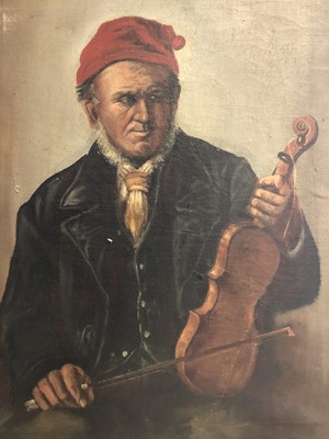 Lot 325 - Continental School, Old man with violin