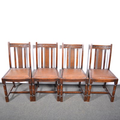 Lot 387 - Set of four 1940's oak dining chairs