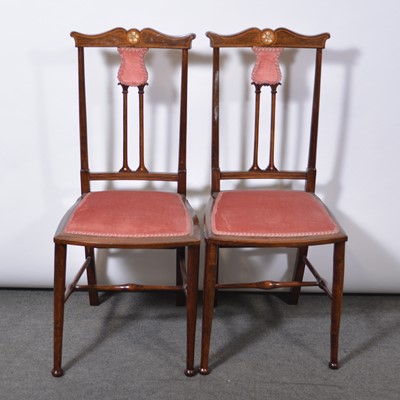 Lot 320 - Edwardian style occasional table, pair of chair and a stool