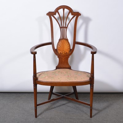 Lot 276 - Edwardian inlaid mahogany armchair