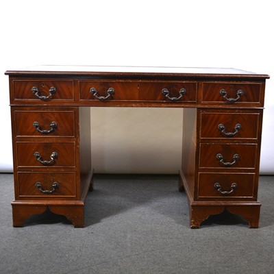 Lot 296 - Reproduction mahogany twin pedestal desk