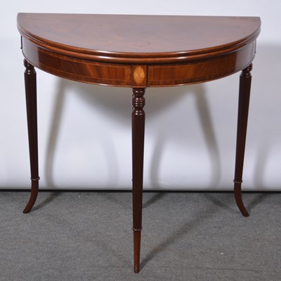 Lot 272 - Reproduction mahogany demi lune tea table