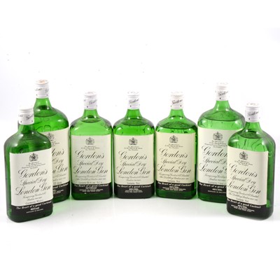 Lot 303 - Seven assorted bottlings of Gordon's Special Dry London Gin, mostly 1980s