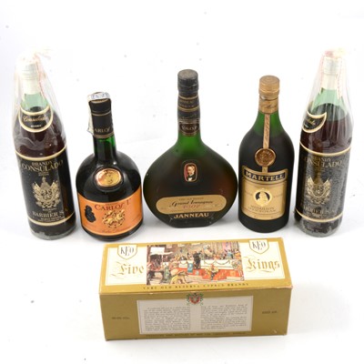 Lot 299 - Six assorted bottles of Brandy and Cognac, all 1980s bottlings