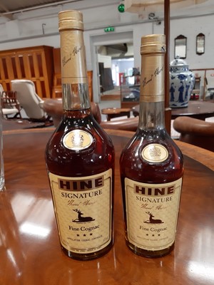 Lot 295 - Two bottles of Courvoisier 3-star cognac, and two bottles of Hine Signature, 1990s bottlings.