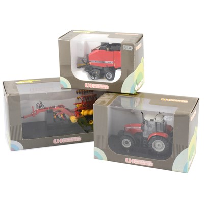 Lot 158 - Universal Hobbies 1:32 die-cast farm models, three including Massey Ferguson 5480 tractor