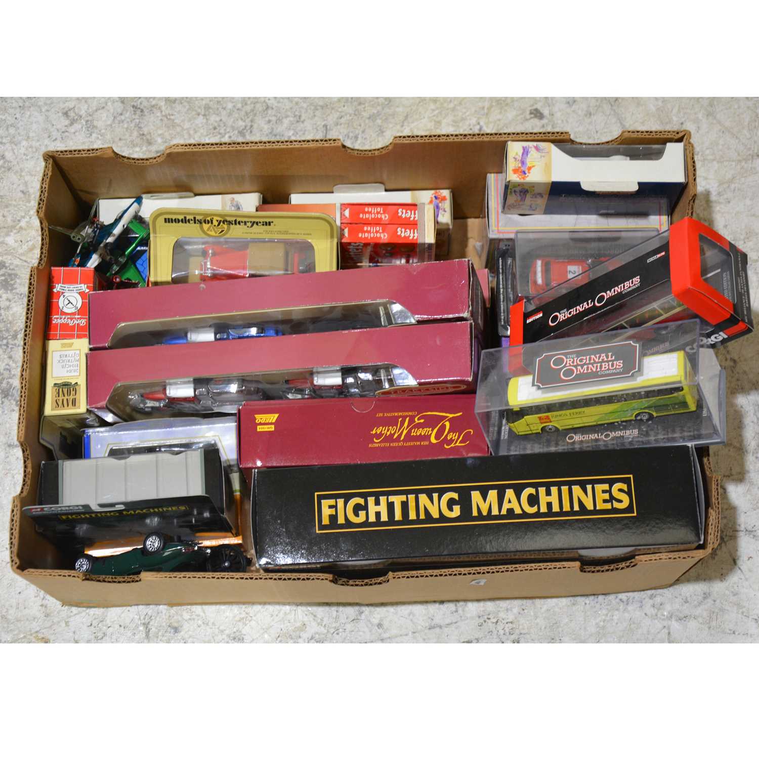 Lot 142 - One box full of modern die-cast vans and vehicles, mostly Corgi, Matchbox and Lledo