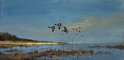 Lot 321 - G Stevens - Ducks Flying Over Reedbeds