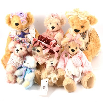 Lot 250 - Hand-made collectors teddy bears, eight mostly made by Shirley Crann.