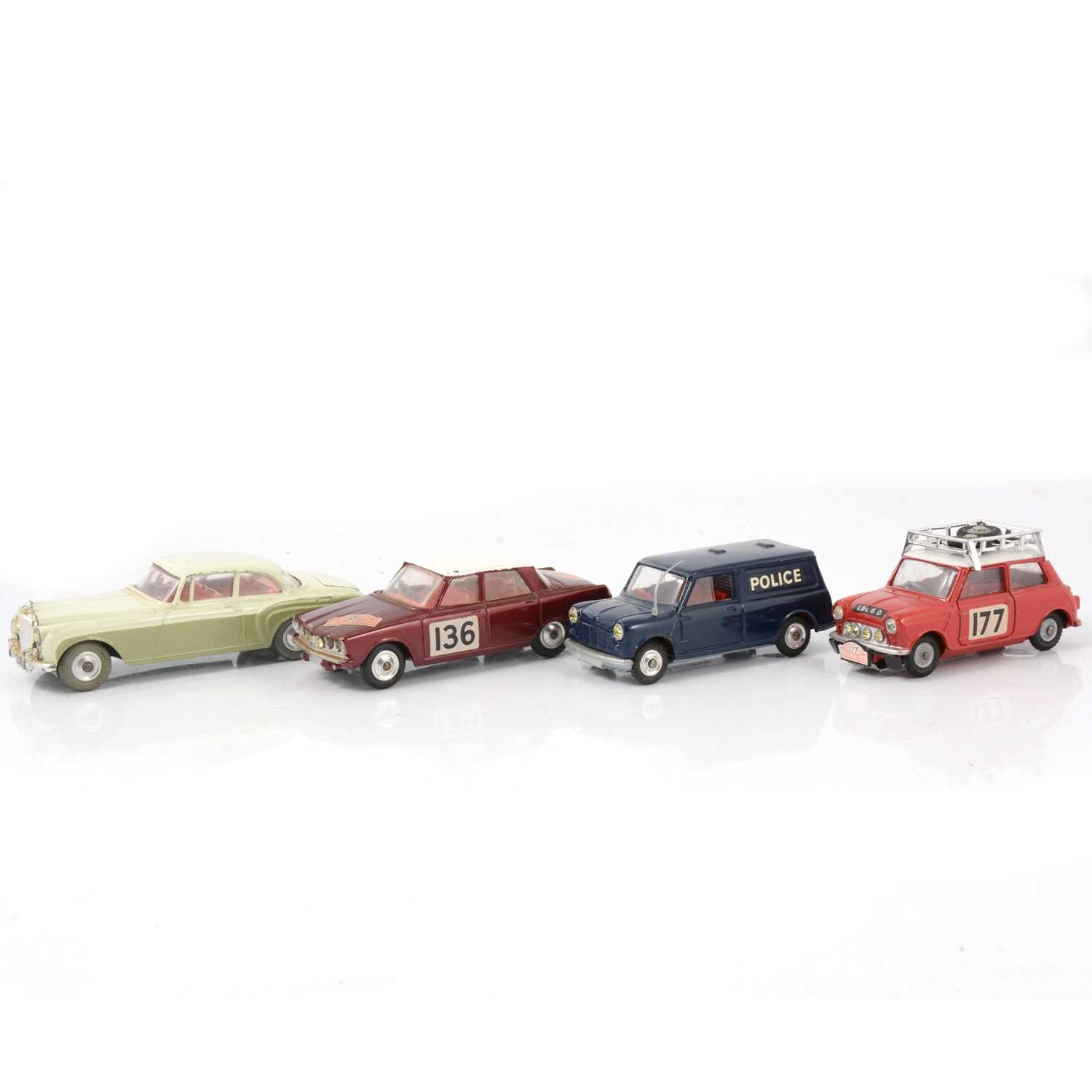 Lot 103 - Corgi Toys, four loose models including no.322 Rover 2000, Rallye Monte Carlo etc