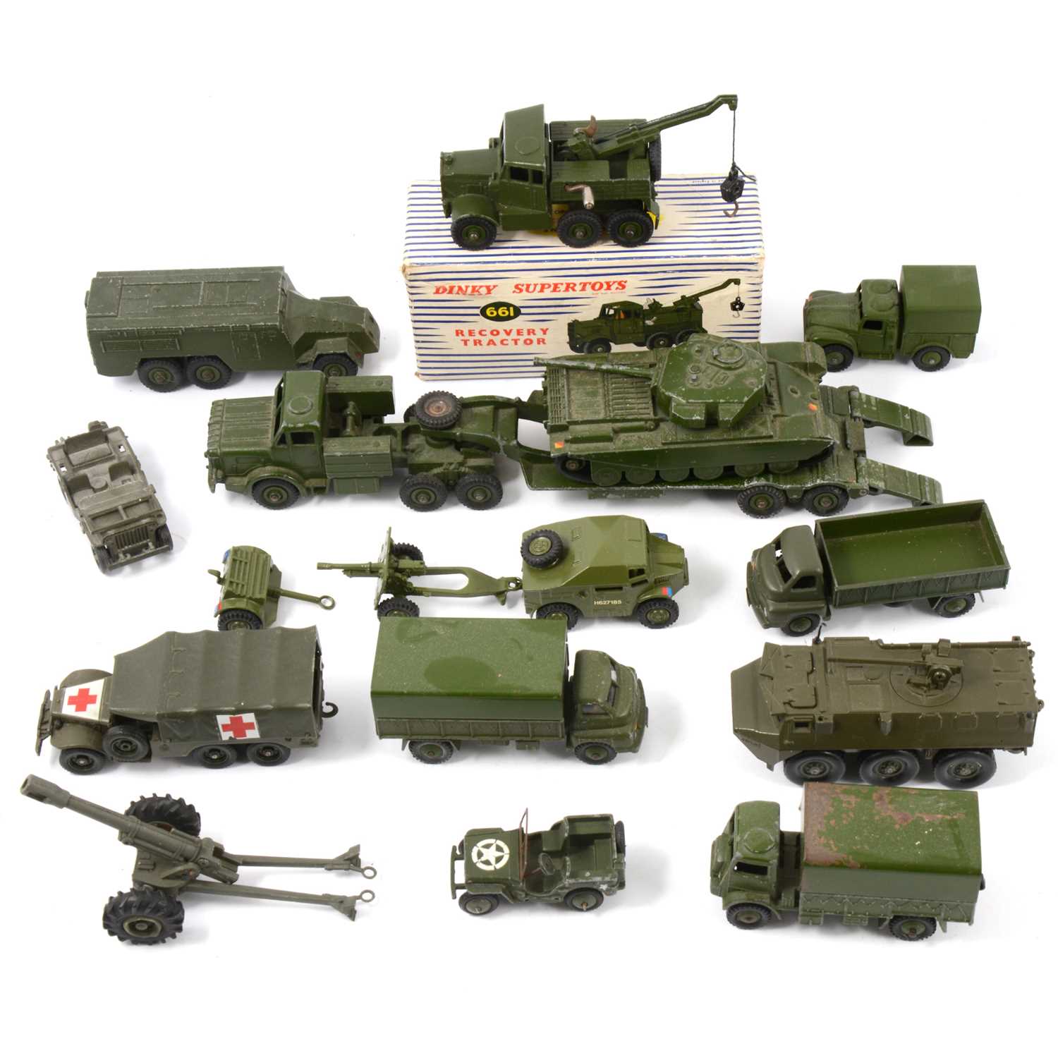 Lot 117 - Dinky and other die-cast military models, including Dinky no.661 Recovery Tractor, boxed