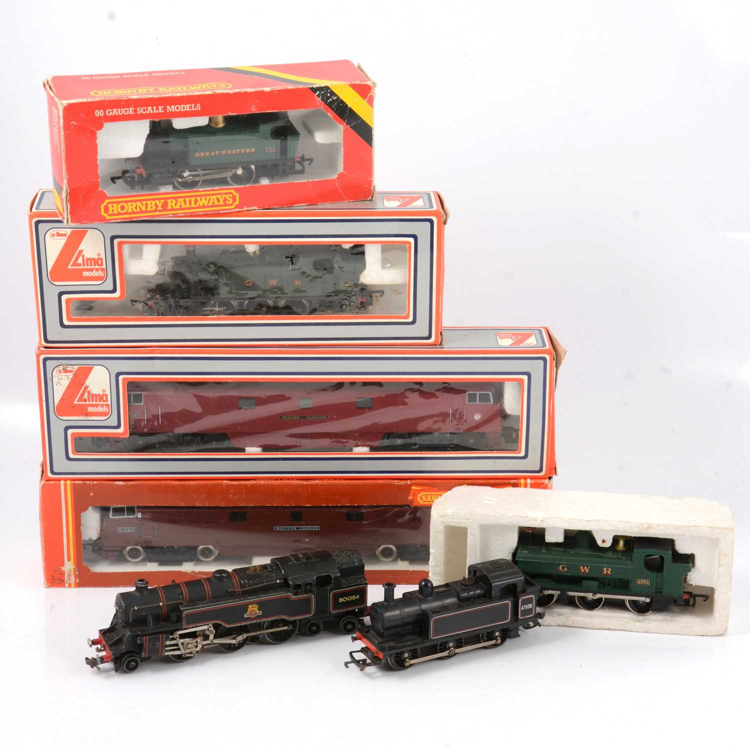 Lot 47 - Hornby and Lima OO gauge model railway locomotives; seven including EDL18 BR 4MT
