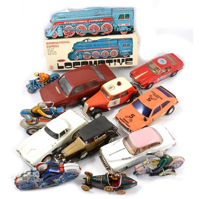 Lot 100 - Vintage tin-plate and plastic toys, including Pocher Italy Fiat 132, brown body
