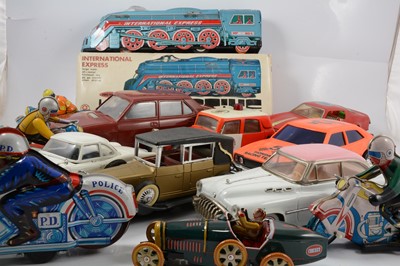 Lot 100 - Vintage tin-plate and plastic toys, including Pocher Italy Fiat 132, brown body