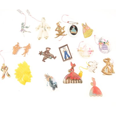 Lot 200 - Vintage crinoline ladies, sailors and other figure brooches.