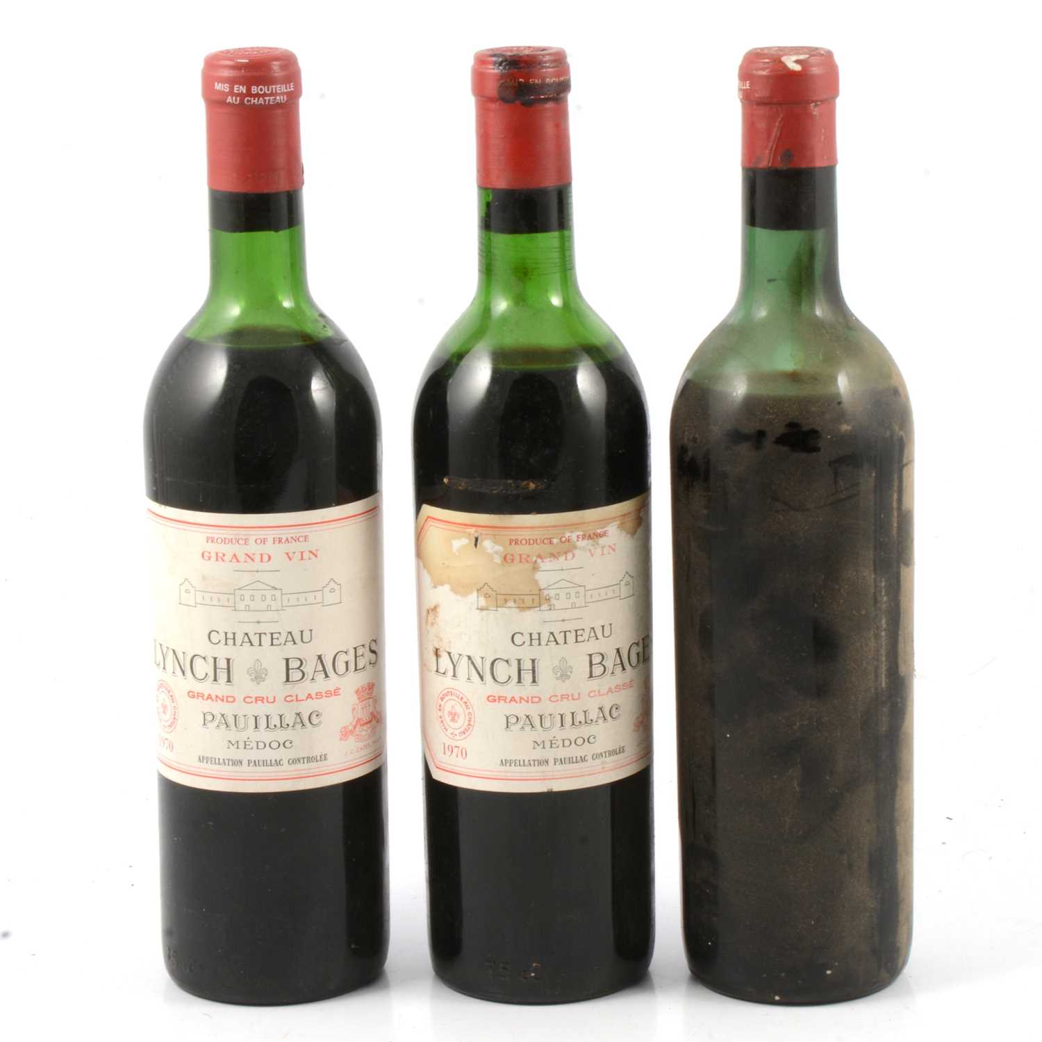 Lot 80 - Eight assorted bottles and a half bottle of vintage French wines, low levels and seepage