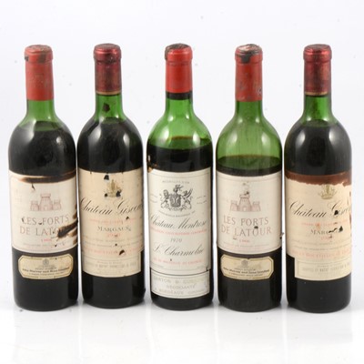 Lot 80 - Eight assorted bottles and a half bottle of vintage French wines, low levels and seepage