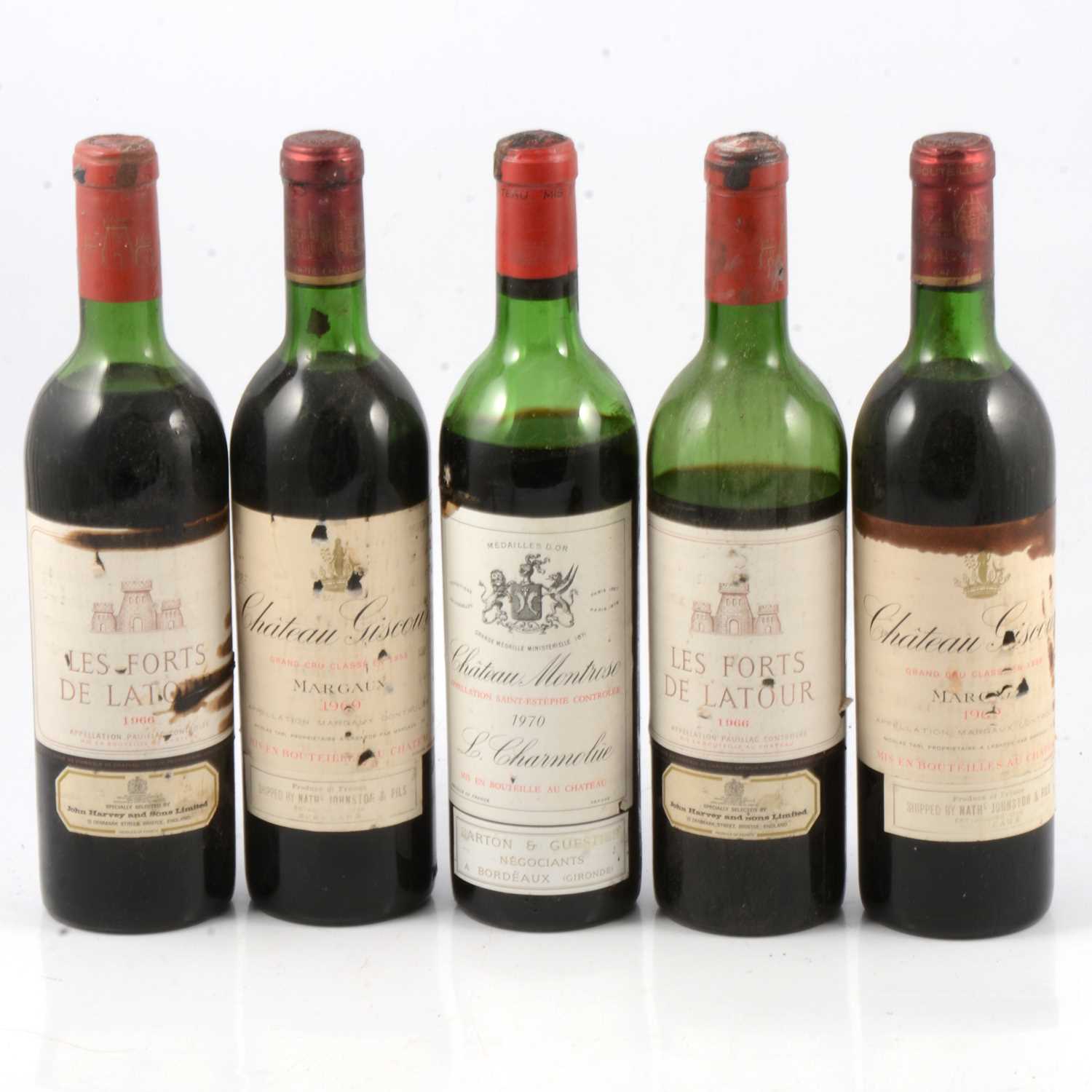 Five bottles of French vintage wine, including Les Forts de Latour
