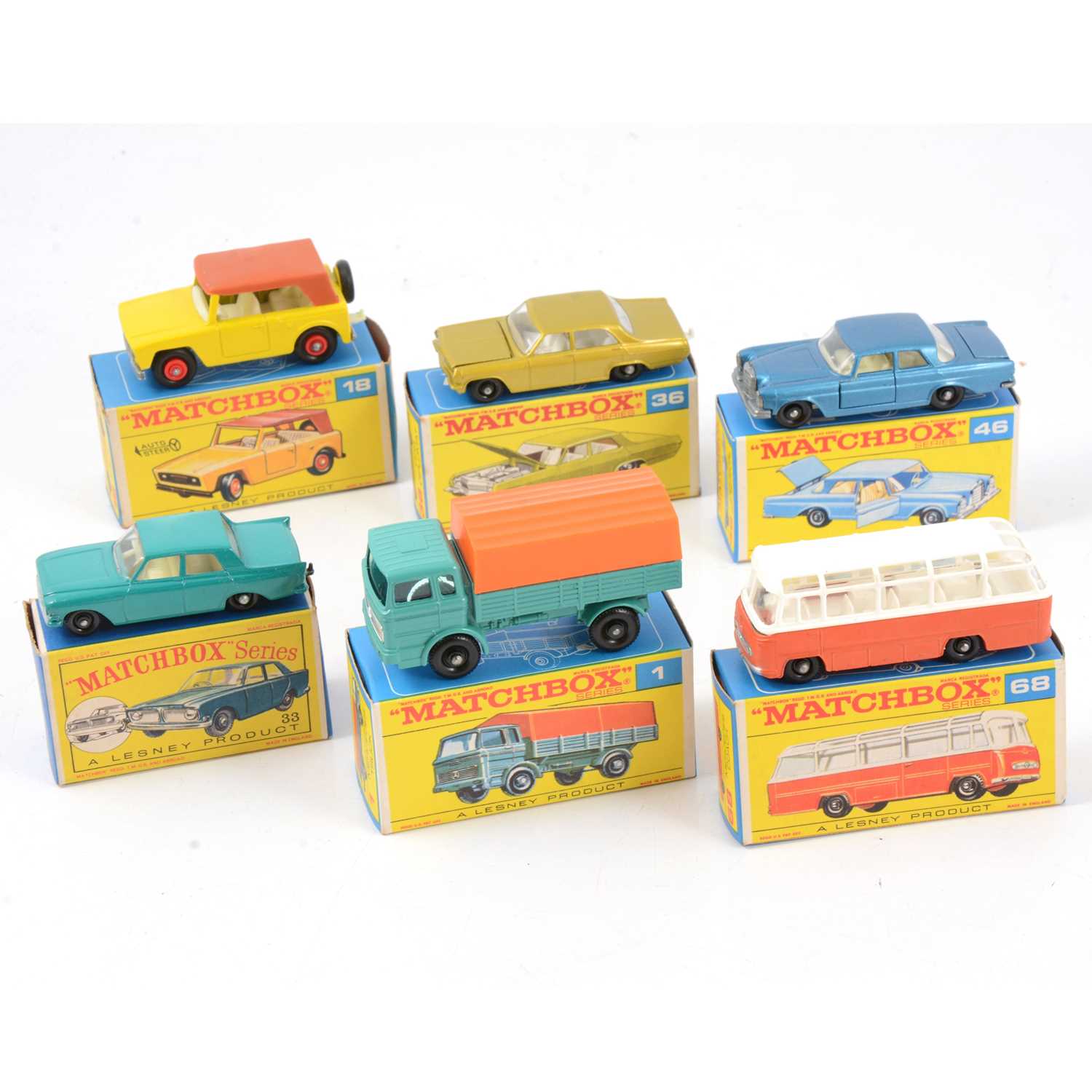 Lot 129 - Matchbox Lesney die-cast models; six including 36 Opel Diplomat.