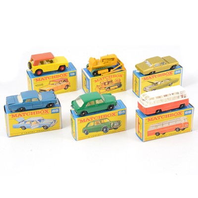 Lot 131 - Matchbox Lesney die-cast models; six including 18 field car.