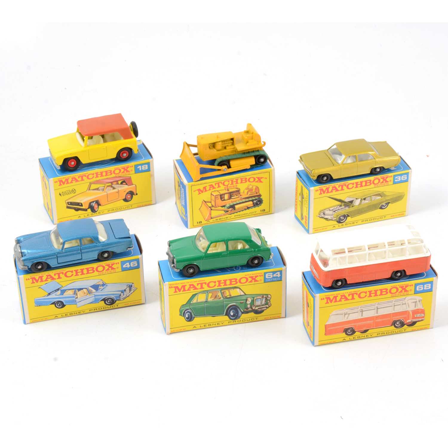 Lot 131 - Matchbox Lesney die-cast models; six including 18 field car.