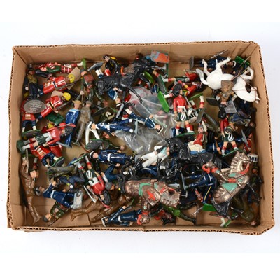 Lot 147 - One tray of lead-painted military figures, some horse-mounted