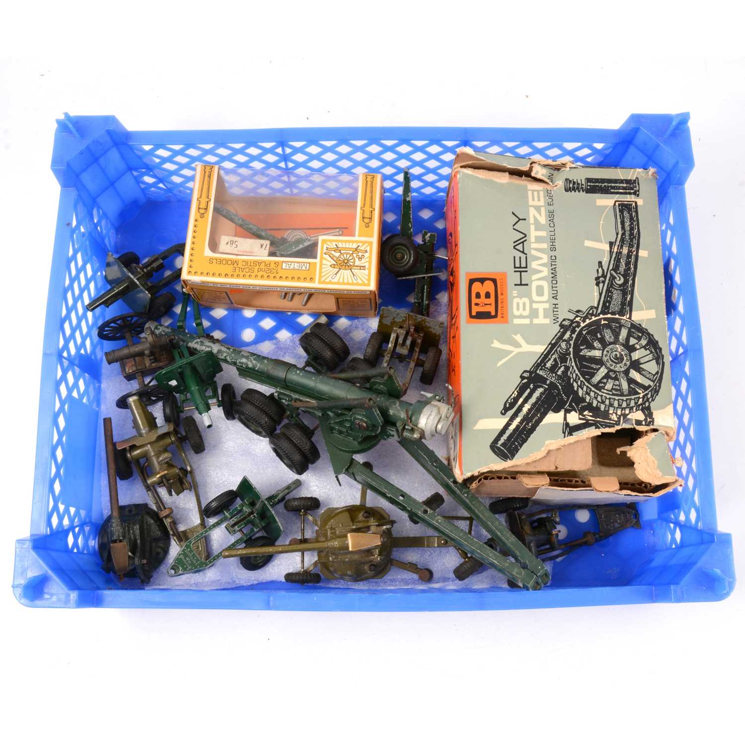 Lot 156 - Britains military die-cast field guns; including 9740 18" Howitzer, boxed
