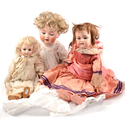 Lot 90 - Three German bisque head dolls Simon & Halbig, Catterfelder Puppenfabrik and one other.