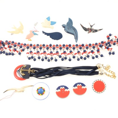 Lot 204 - Nautical-themed necklaces, buttons and brooches.