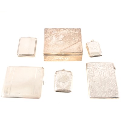 Lot 145 - Silver card case, Smith & Bartlam, Birmingham 1903, and other silver items.
