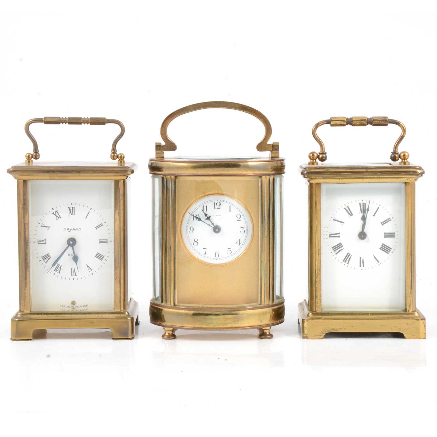 Lot 100 - Three brass carriage timepieces, including