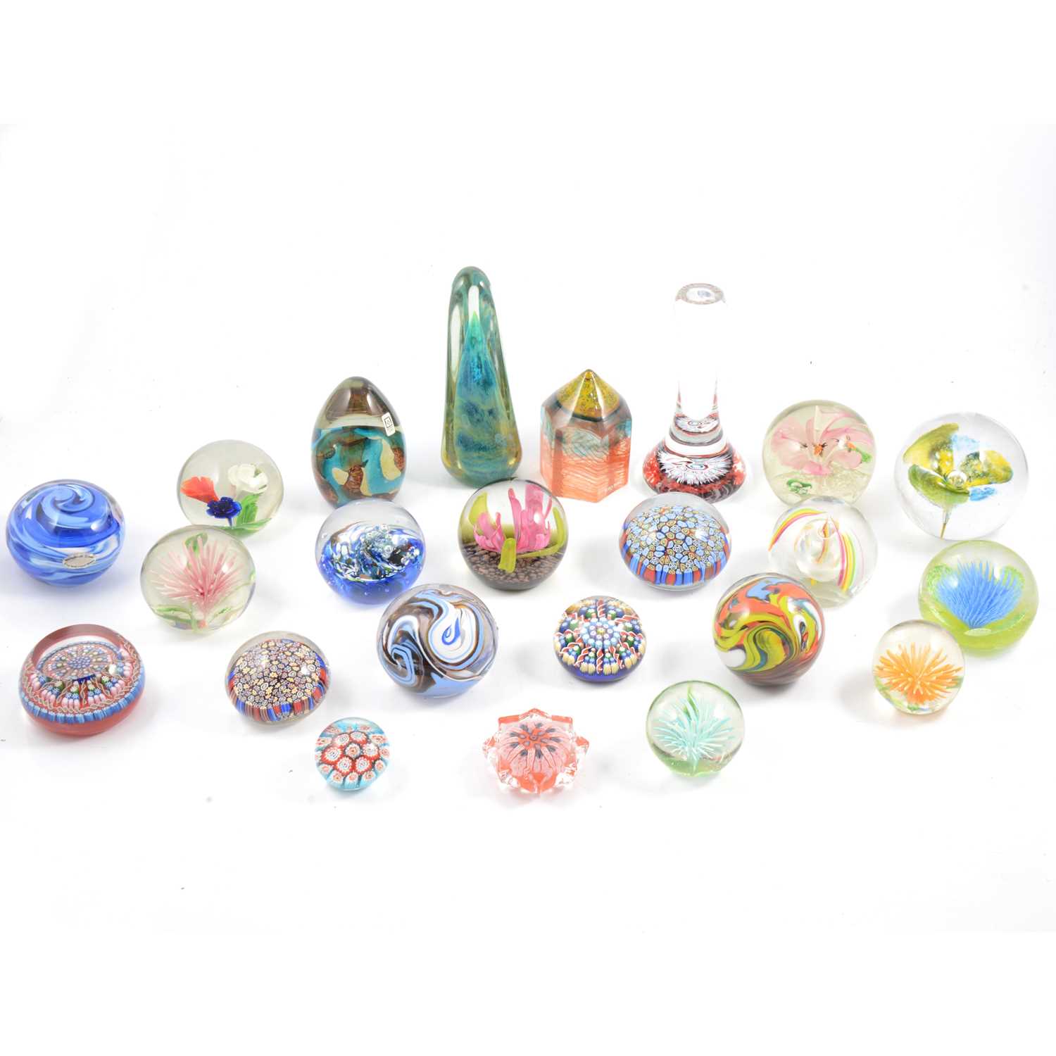 Lot 13 - Collection of glass twenty-three glass paperweights