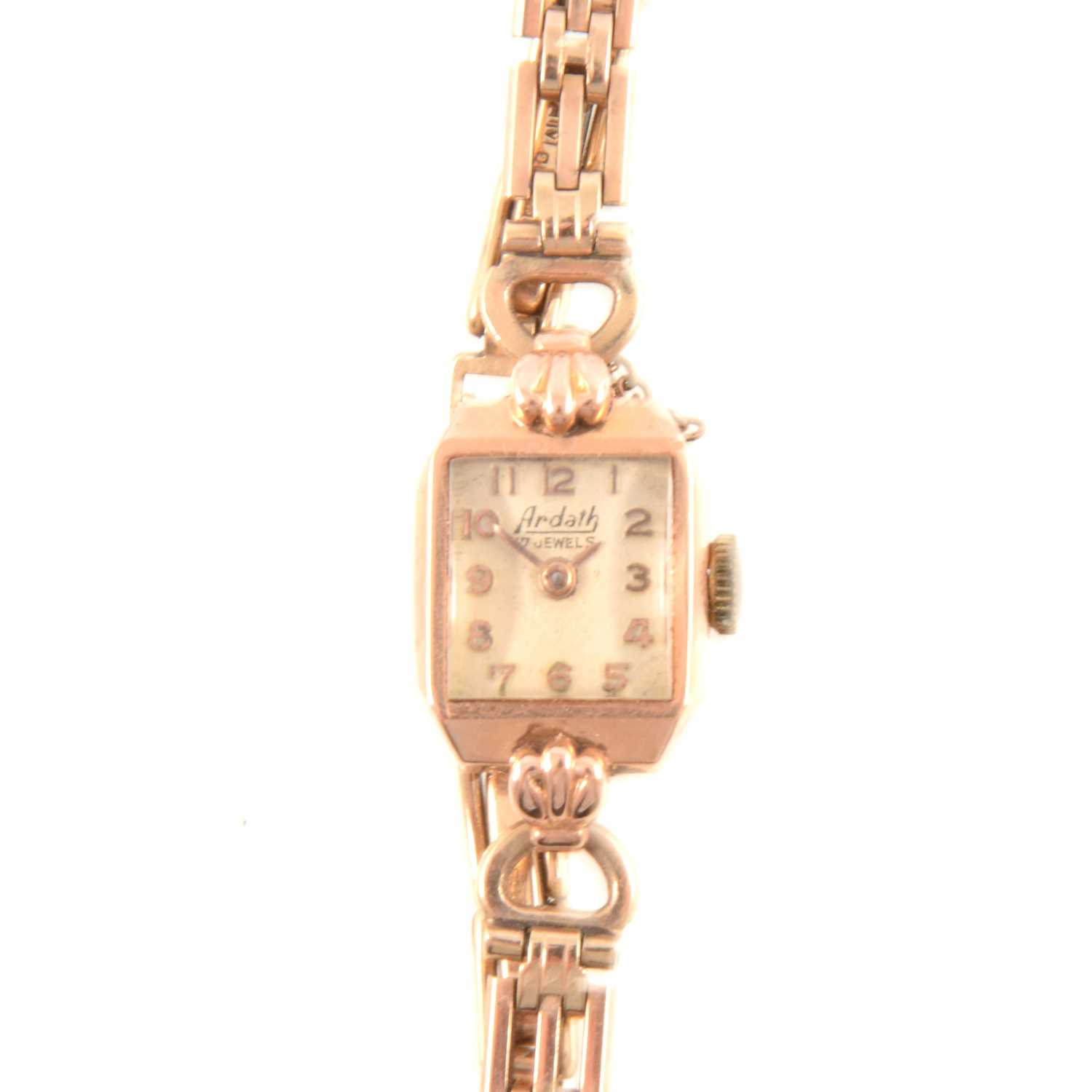 Lot 338 - Ardath - a lady's 9 carat gold bracelet watch.