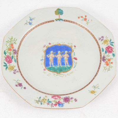 Lot 59 - Chien Lung Chinese armorial plate made for Hugh Wood Esq. of Swanwick, Derby.