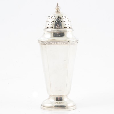 Lot 248 - Silver sugar caster, Henry Matthews, Birmingham 1929.