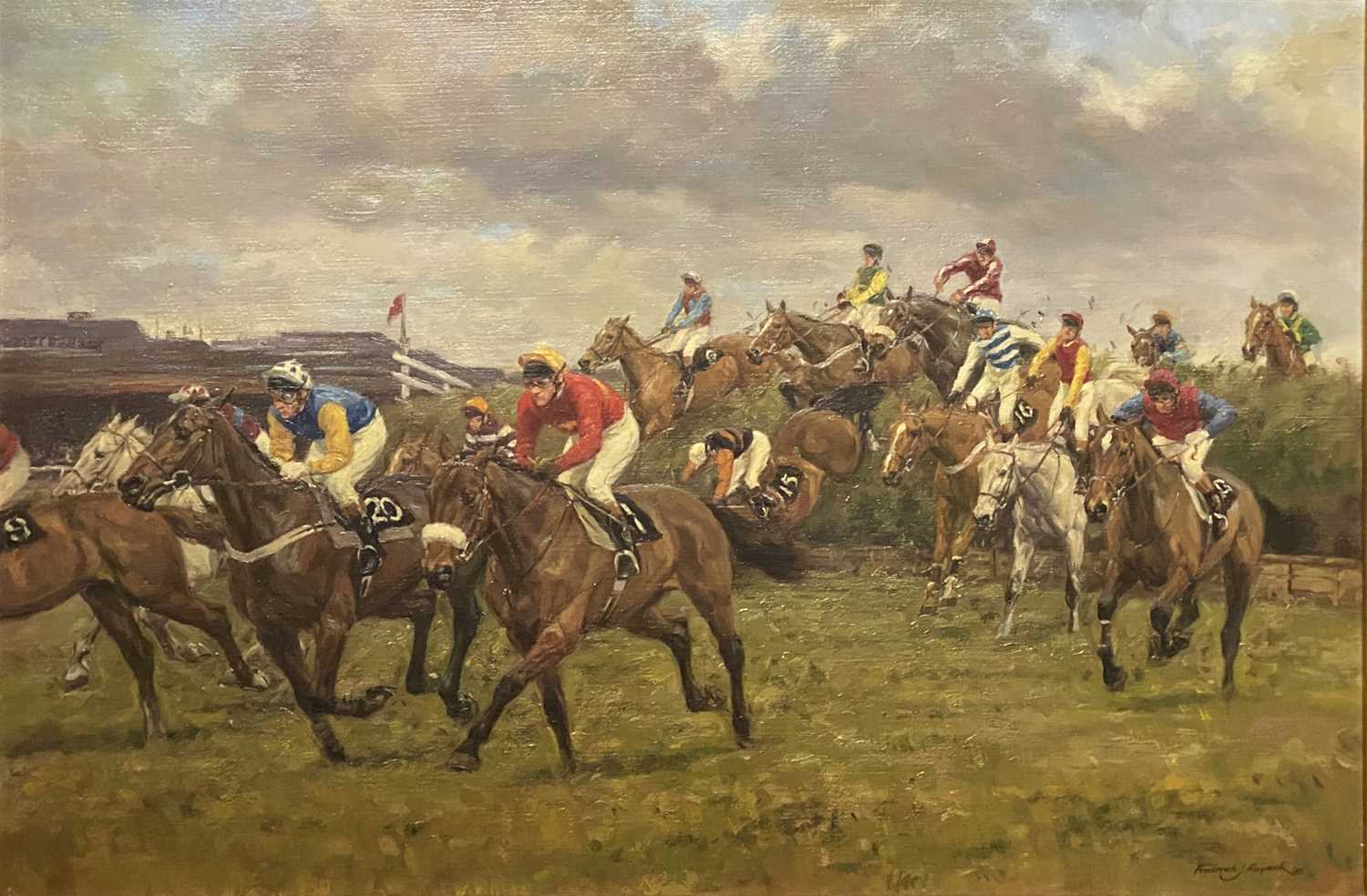 Lot 64 - Frederick J Haycock. The Grand National at Becher's Brook.