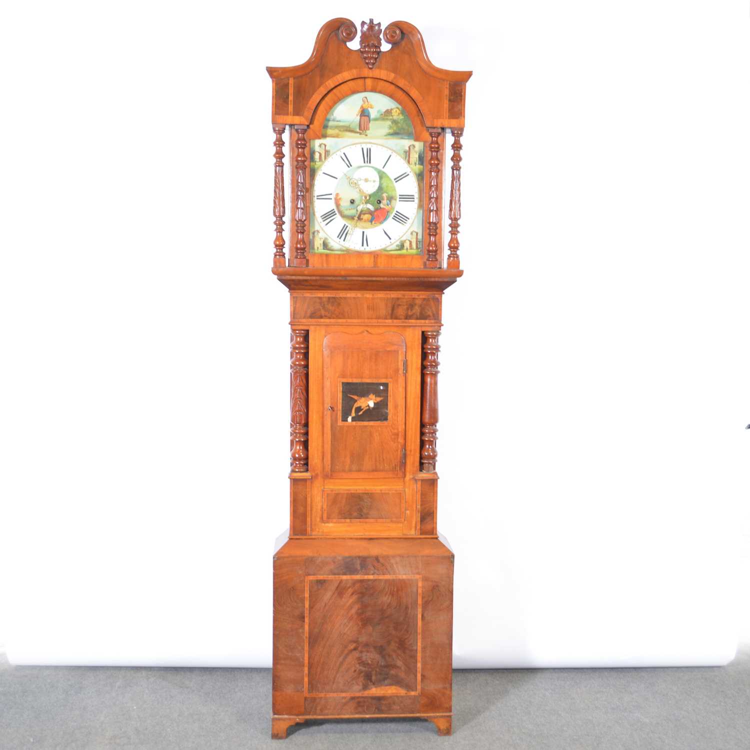 Lot 566 - Welsh inlaid mahogany longcase clock,