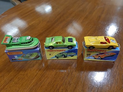 Lot 148 - Thirteen Matchbox Superfast models, plus empty box and Majorette Excalibur model.
