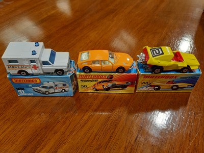 Lot 148 - Thirteen Matchbox Superfast models, plus empty box and Majorette Excalibur model.