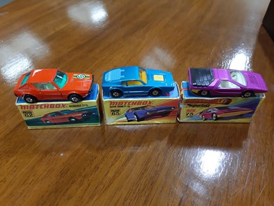 Lot 148 - Thirteen Matchbox Superfast models, plus empty box and Majorette Excalibur model.