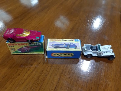 Lot 148 - Thirteen Matchbox Superfast models, plus empty box and Majorette Excalibur model.