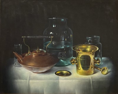 Lot 63 - Paksy, Still Life with copper kettle