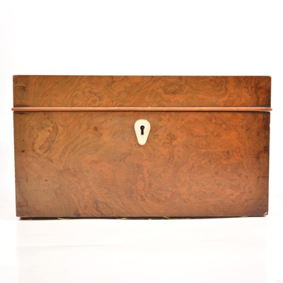 Lot 206 - Victorian figured walnut box, serving as a sewing case.