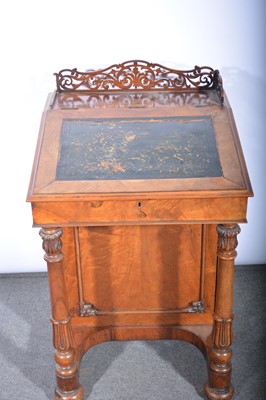 Lot 671 - Victorian walnut Davenport desk
