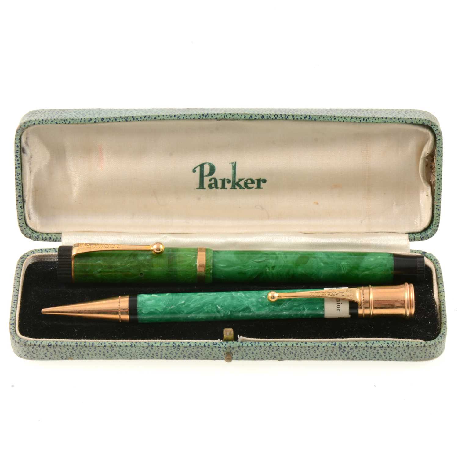 Lot 352 - Parker Duofold Special 'Lucky Curve' fountain pen and Duofold Senior pencil.