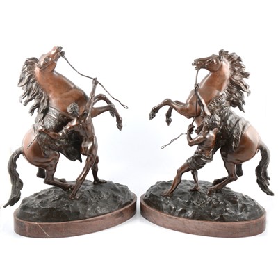 Lot 123 - After Coustou, Marly Horses, a pair of bronze models