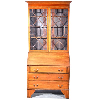 Lot 548 - Edwardian inlaid mahogany bureau bookcase